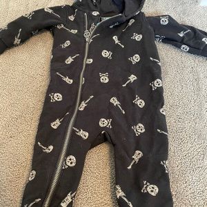 Rock n roll onesie 3-6 mos winter -skulls guitars